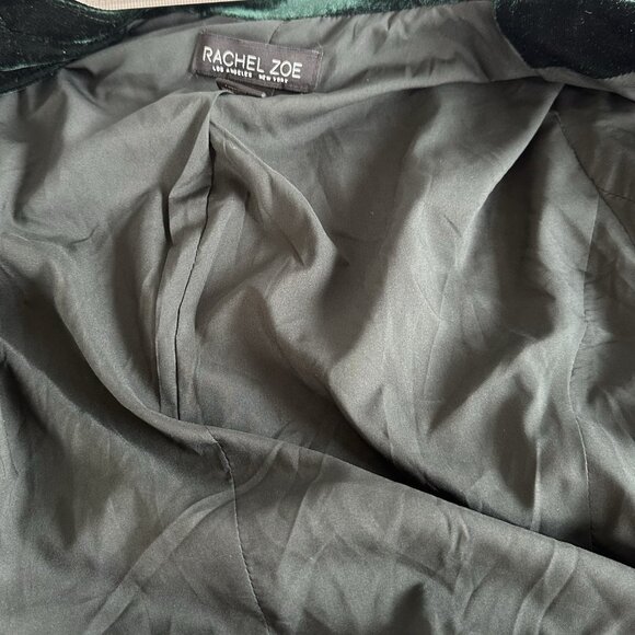 Rachel Zoe Velvet Blazer Jacket Womens M Emerald Green Gold Bttns Steampunk Work - Picture 12 of 14
